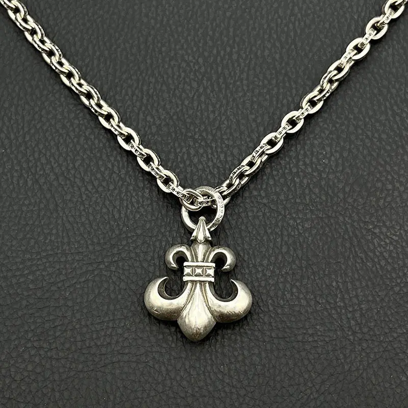 

Винтажное кольцо из стерлингового серебра 925 пробы, ожерелье с цветком-скаутом, модный европейский и американский хип-хоп, ирис, индивидуальный кулон