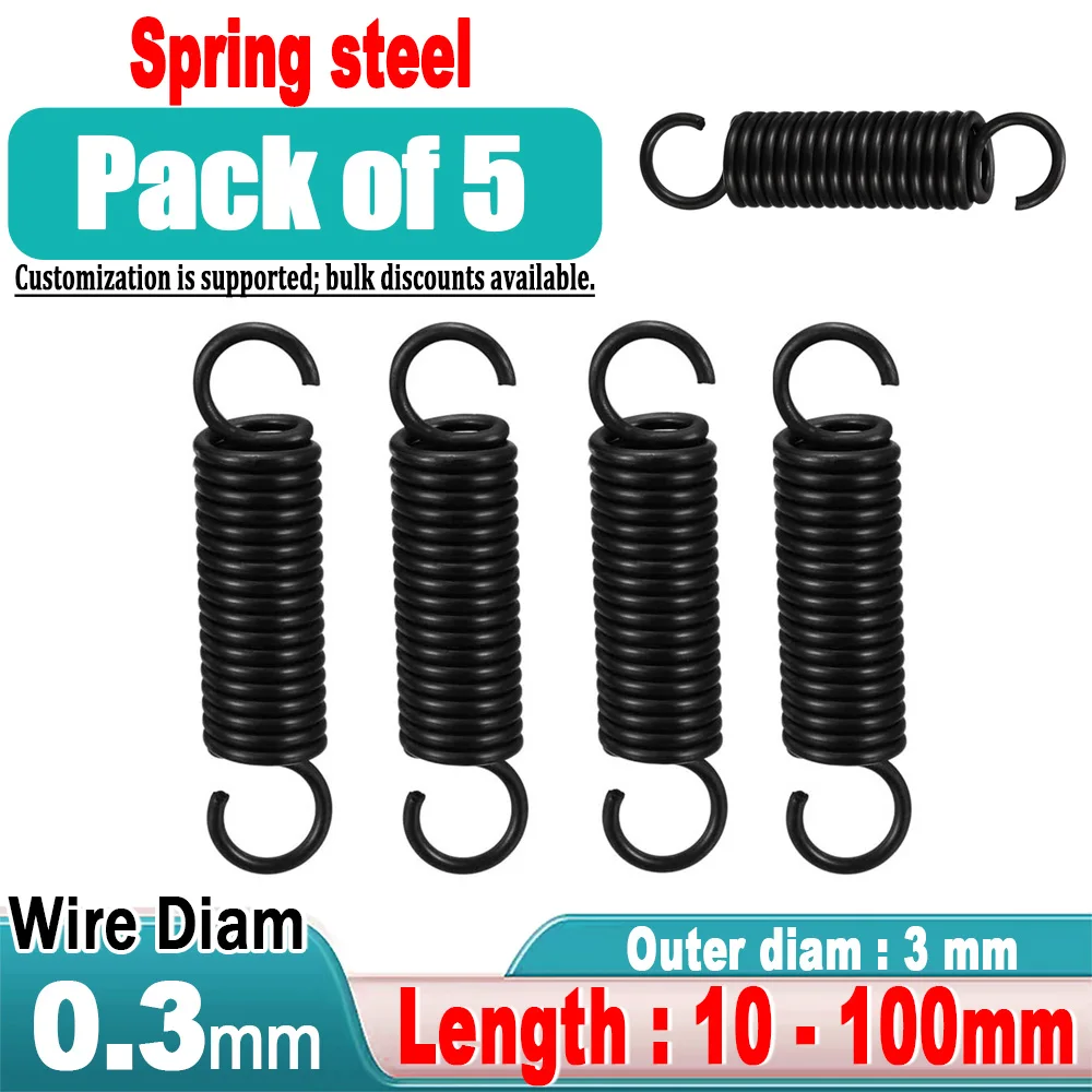 Spring steel Open Hook Tension Spring Wire Diameter 0.3mm with O hook extension spring Outer Diameter 3mm Extension Spring