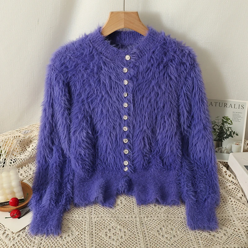 

ITOOLIN Autumn Women Sweet Cardigan Sweater O-Neck Elegant Cardigan Coat Winter For Women Split Knitted Shirt Casual Sweater