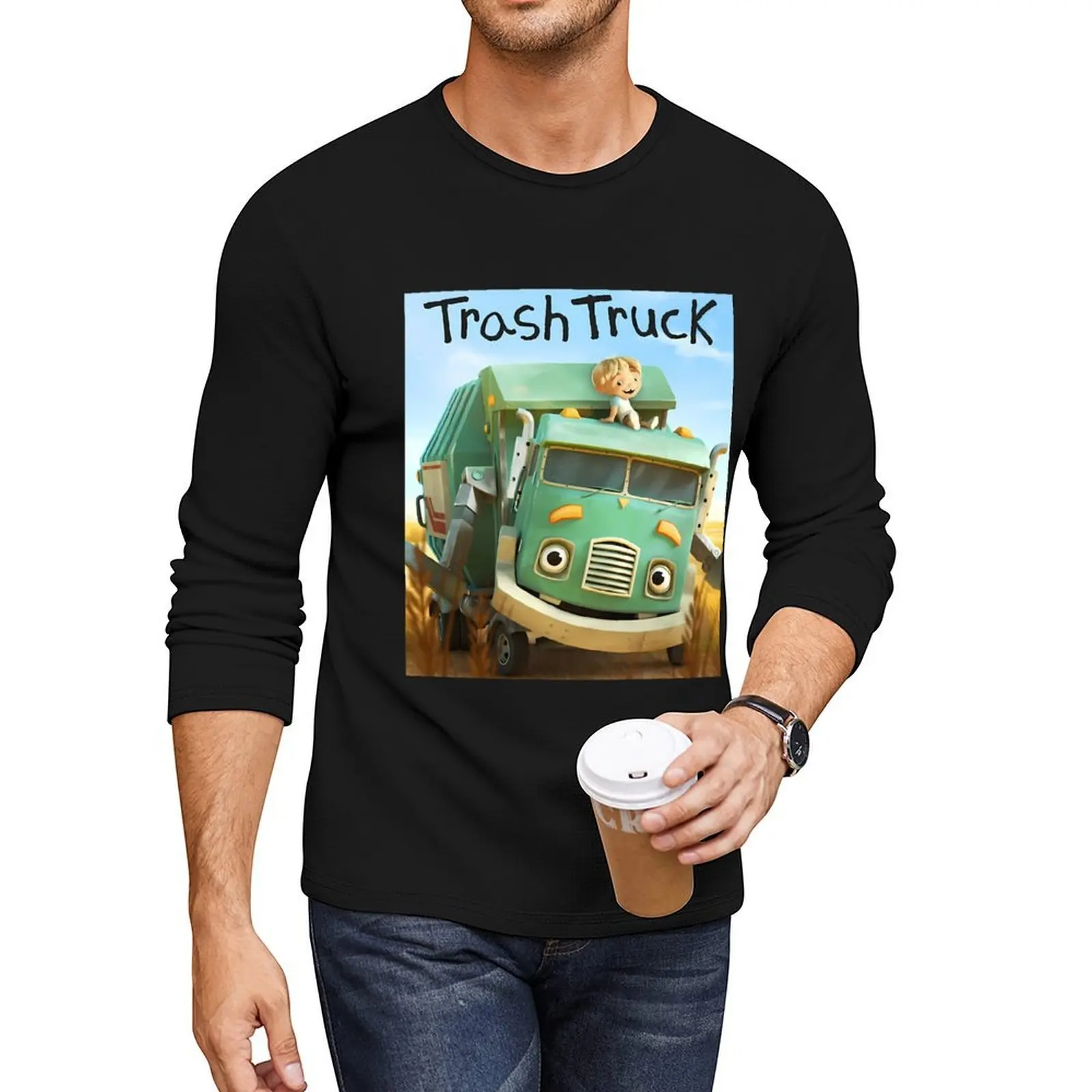 

hank and trash truck cartoon Long T-Shirt plus size t shirts hippie clothes black t shirts Blouse Men's clothing