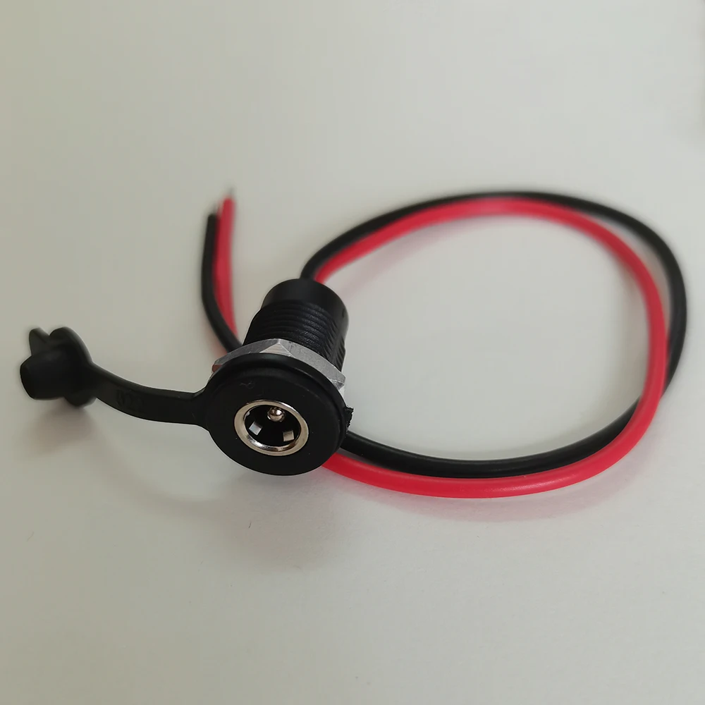 1 Stück Wasserdichte Panelmontage DC-Strombuchse 5,5x2,1mm 5,5x2,5mm Buchsenanschluss mit Kabel für LED-Licht CCTV E-Bike – Detail 3