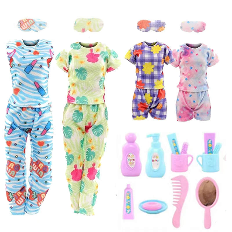 Accessories Plastic Facial Mask Toothbrush Dollhouse Furniture Bathrobe Sleepwear Miniatures Toys for Girls Playsets