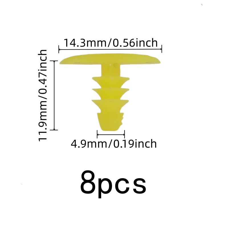Secure Snap-in Design Weatherstrip Fasteners, 8 pcs, Window Weather Strips, Yellow Plastic Body for Vehicle Windproof Strips