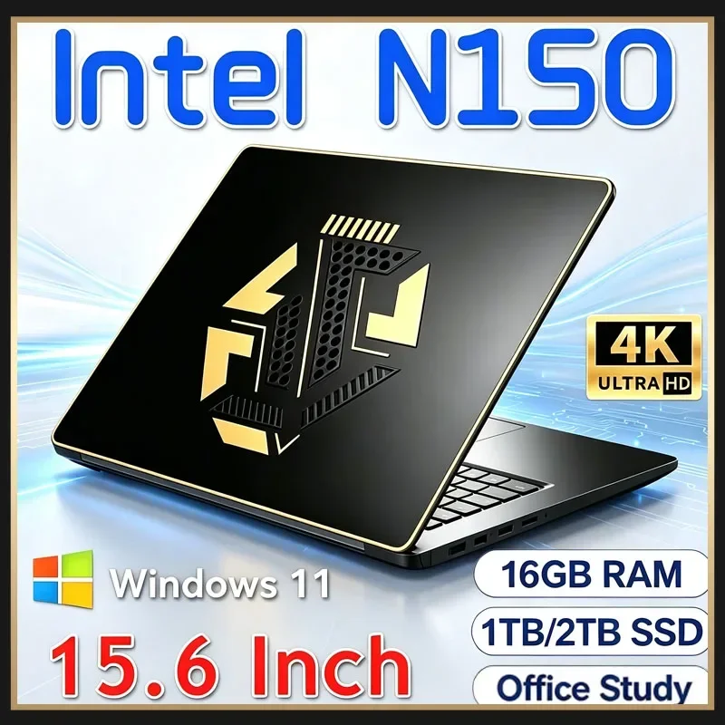 2026 Ultra Slim 15.6' Laptop with Intel Core N150 32GB 2TB Storage Gaming PC for Office Study Windows 11 1920x1080 HD Displaly