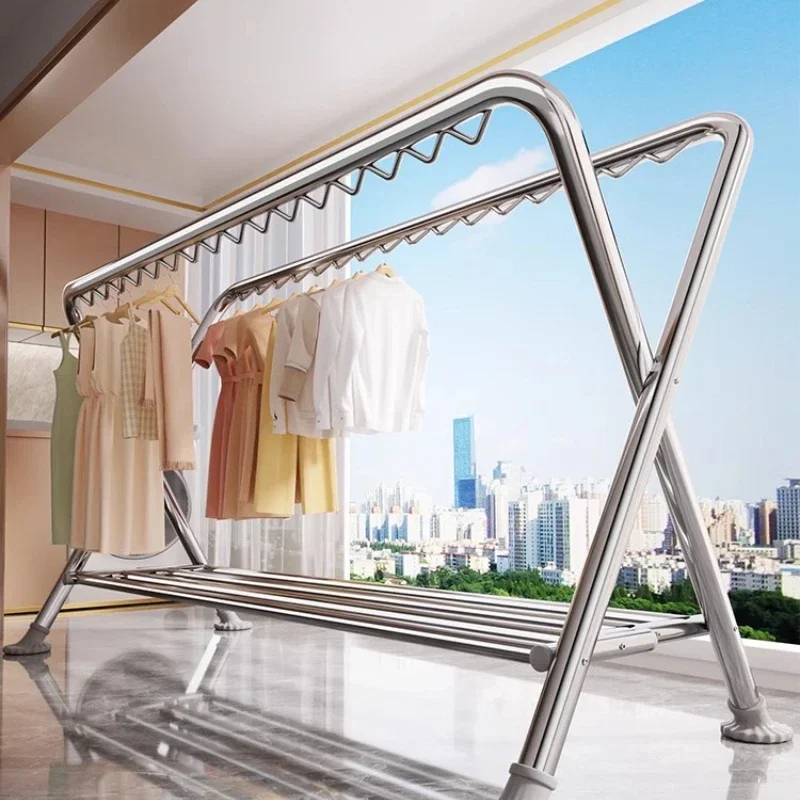 Steel pipe drying rack, outdoor windproof double rod drying quilt drying rod