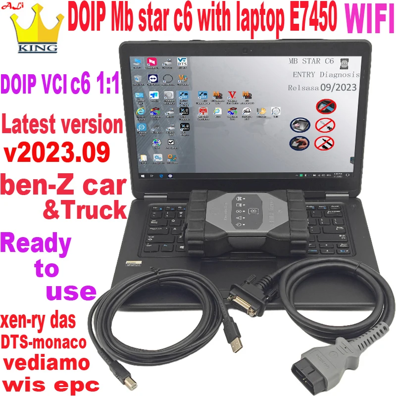 1:1 DOIP MB Star C6 DOIP wifi Multiplexer VCI with V2023.09 SSD laptop E7450 I5 for benz car and truck CAN BUS Diagnosis Tools