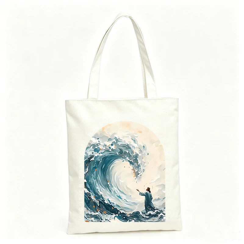 Women's nature graphic canvas tote bag, artistic print for daily travel and casual use