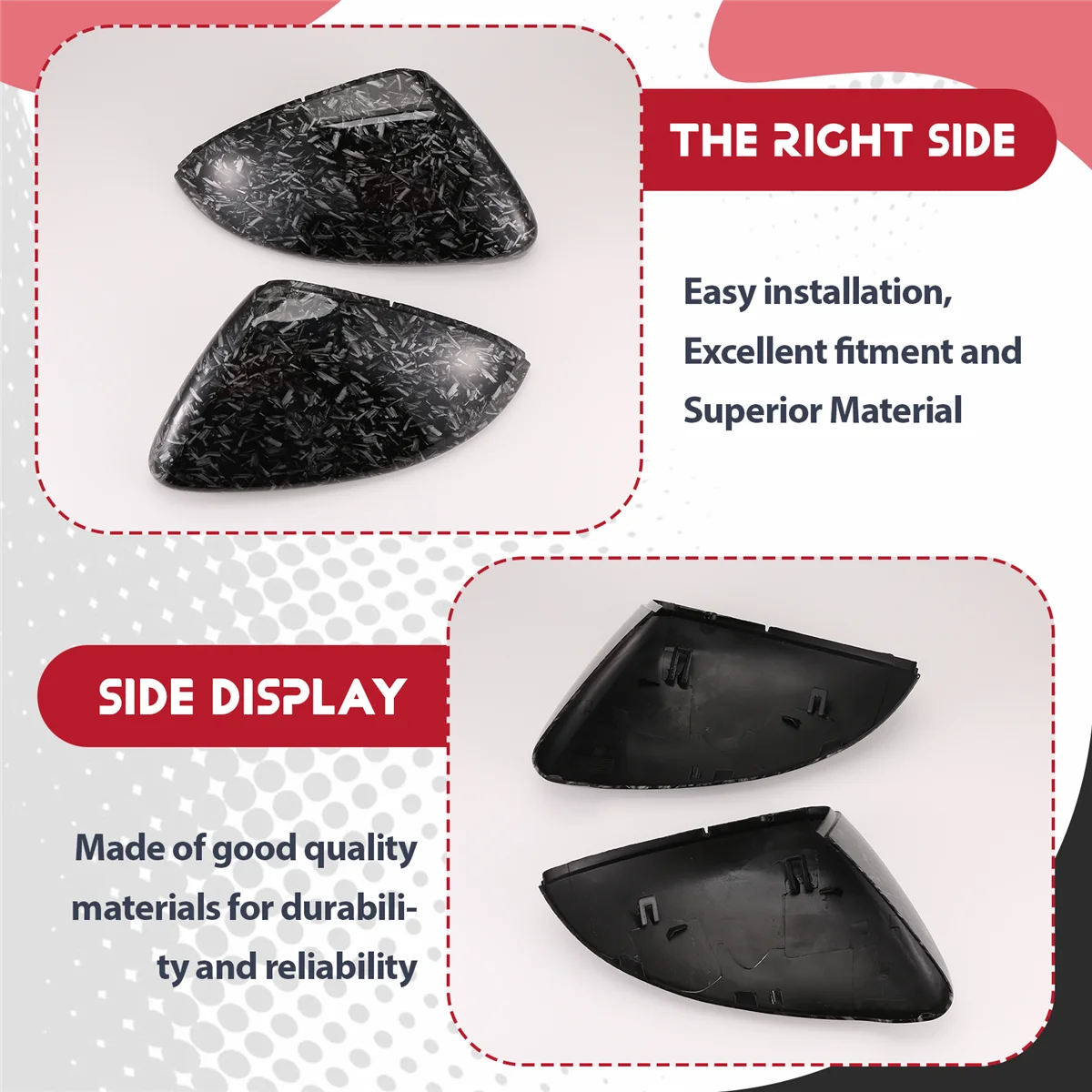 

N29R_RB Car Side Wing Mirror Cover for Golf 7 MK7 7.5 GTD R GTE VII 2013-2019