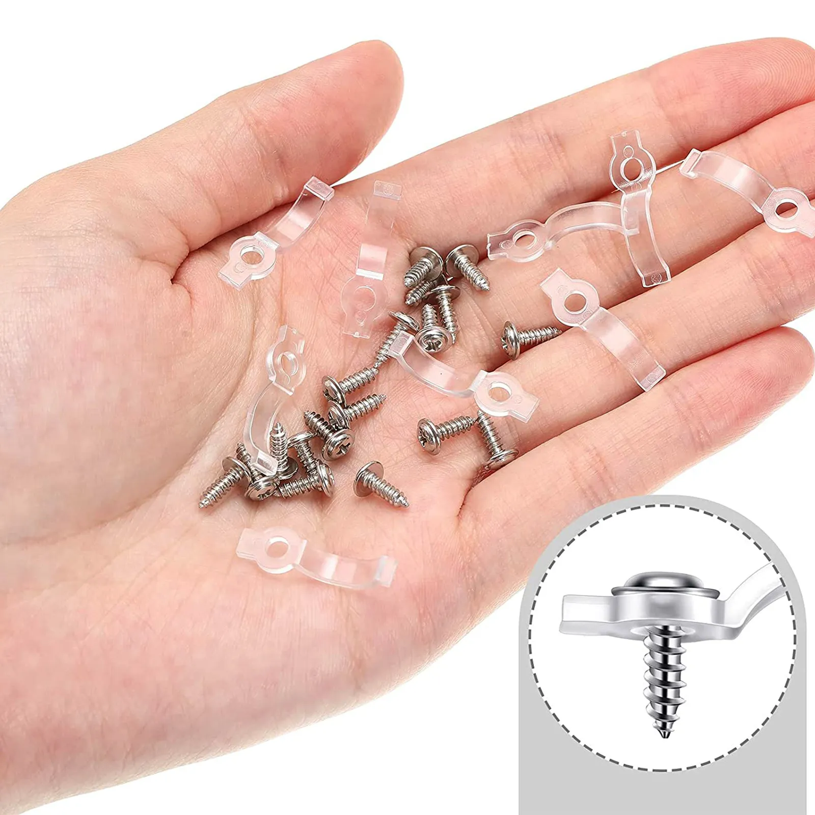 100Pcs Clear LED Strip Lights Clips Sturdy Plastic Holder Brackets for Indoor Outdoor Lighting Fixing Heat Resistant Elastic