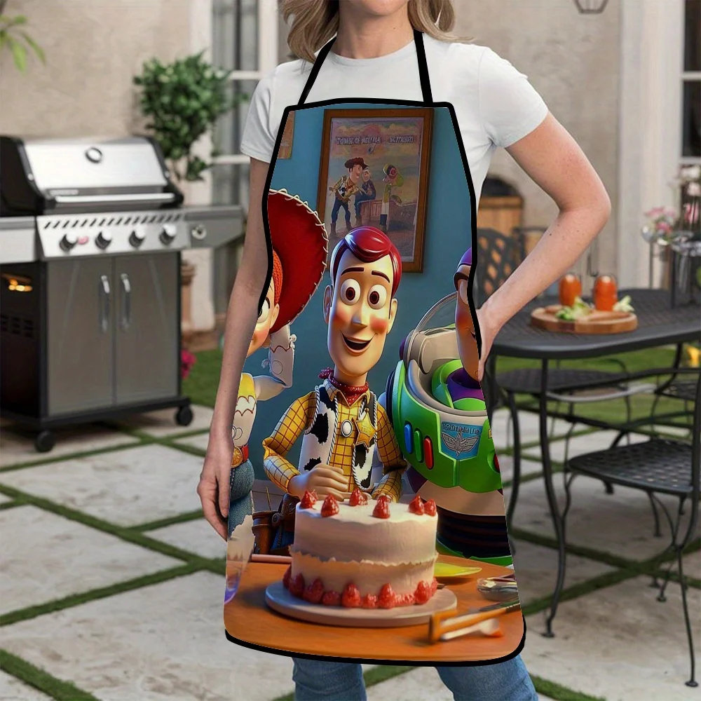 قطعة واحدة من مريلة جيسي وودي لحفلات أعياد الميلاد - تصميم كرتوني ملون مع كعك وديكورات، مثالية للحرف اليدوية والخبز والرسم والتنظيف المنزلي ومستلزمات المطبخ