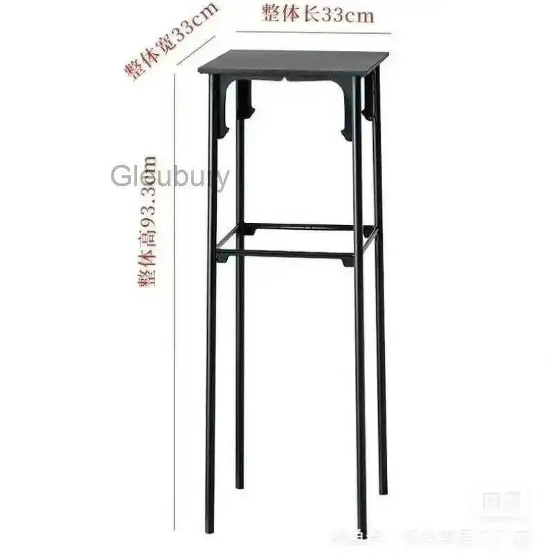 Retro Dynasty Ironwork Side Table Song with Floor-mounted Flower Stand, New Chinese Style Side Table, Space-saving Storage Rack