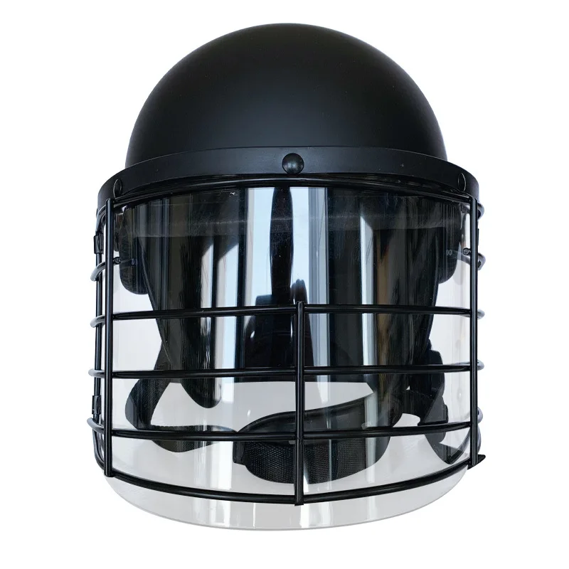 Casco antidisturbios de estilo americano, protector táctico con malla de acero y capucha de acero