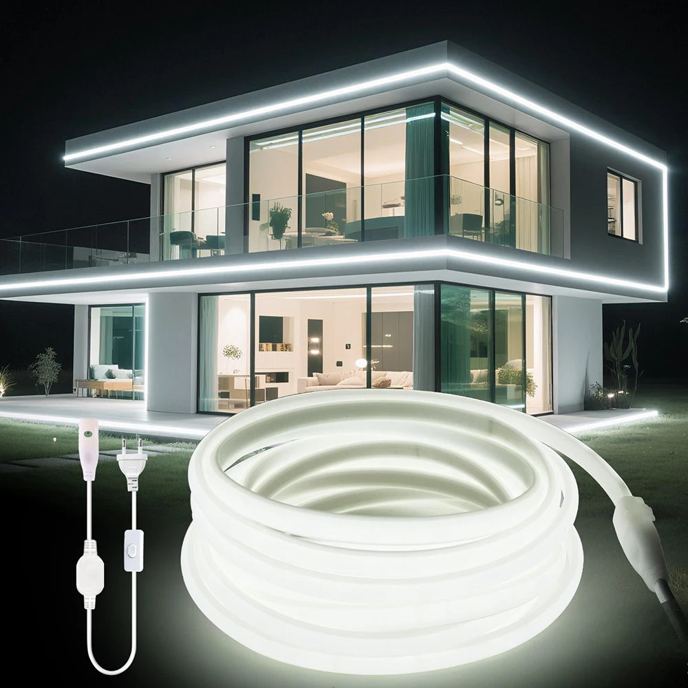220V Switch Power COB LED Neon Strip Light Warm Red Blue Pink Yellow Purple Kit 288LEDs Flexible Tube Lamp Waterproof Home Decor view 3