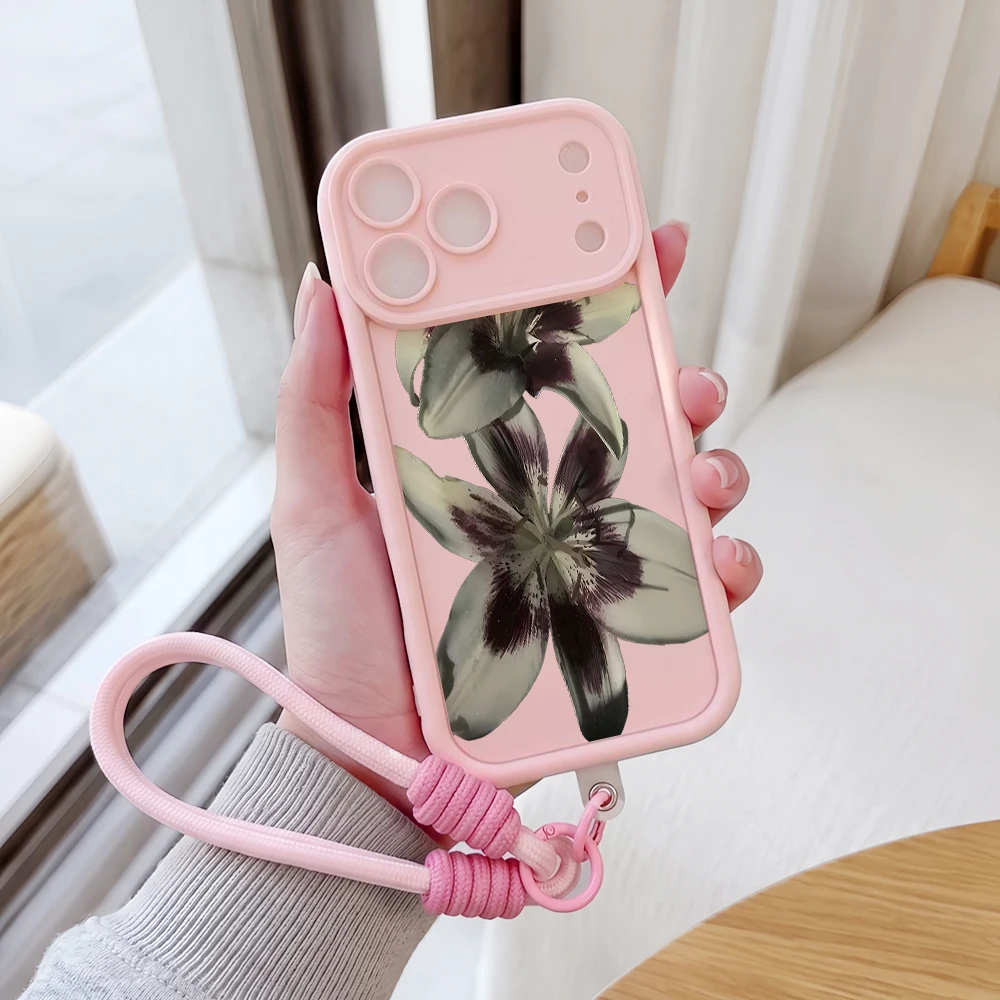 Handyhülle für Samsung Galaxy Note 20 S25 S26 Plus S24 S23 FE S25 S24 Ultra A57 A07 5G Dunkeltonierte Lilien Lanyard Silikonhülle – Detail 1