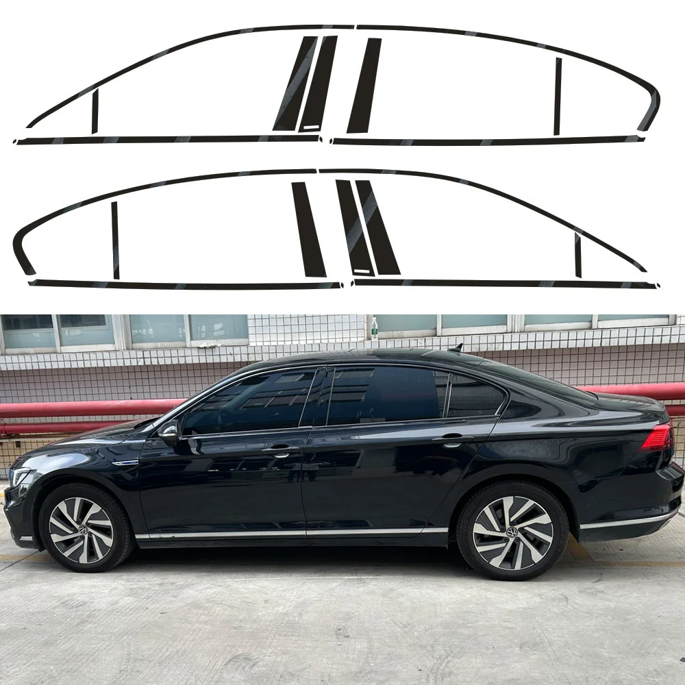 

For Volkswagen Passat B8 2017-2023 Sedan Window Chrome Delete Blackout ABC Pillars Glossy Black Stickers