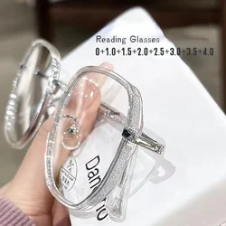 Vintage Square Metal Glitter Frame Reading Glasses Gafas Women Fashion Optical Eyewear Anti-blue Light Presbyopia Eyeglasses