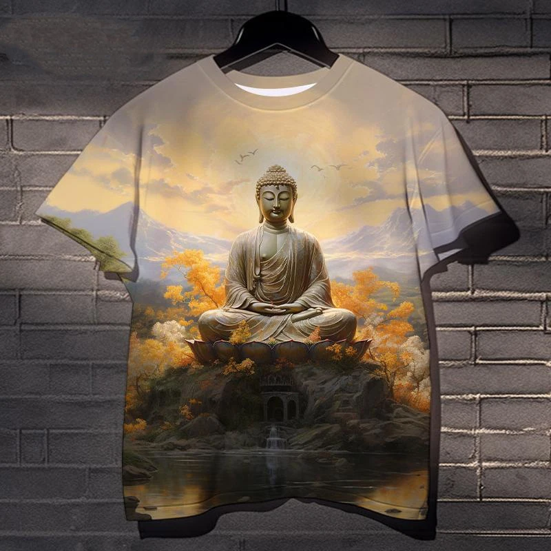 Sakyamuni T-Shirts Buddha Buddhist 3D Print Men Women Casual Short Sleeve T Shirt Oversized Harajuku Y2k Tops Tees Kids Clothing