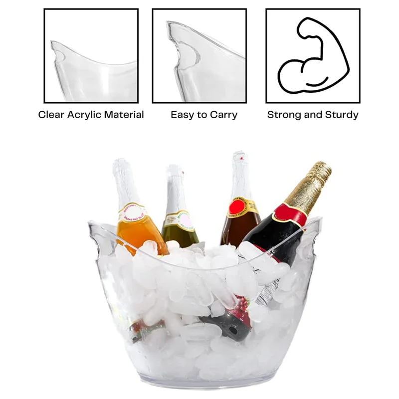 

J1UL1N Large Ice Bucket For Cocktail Bar Mimosa Bar Supplies Ice Tub Champagne Bucket Ice Buckets For Parties