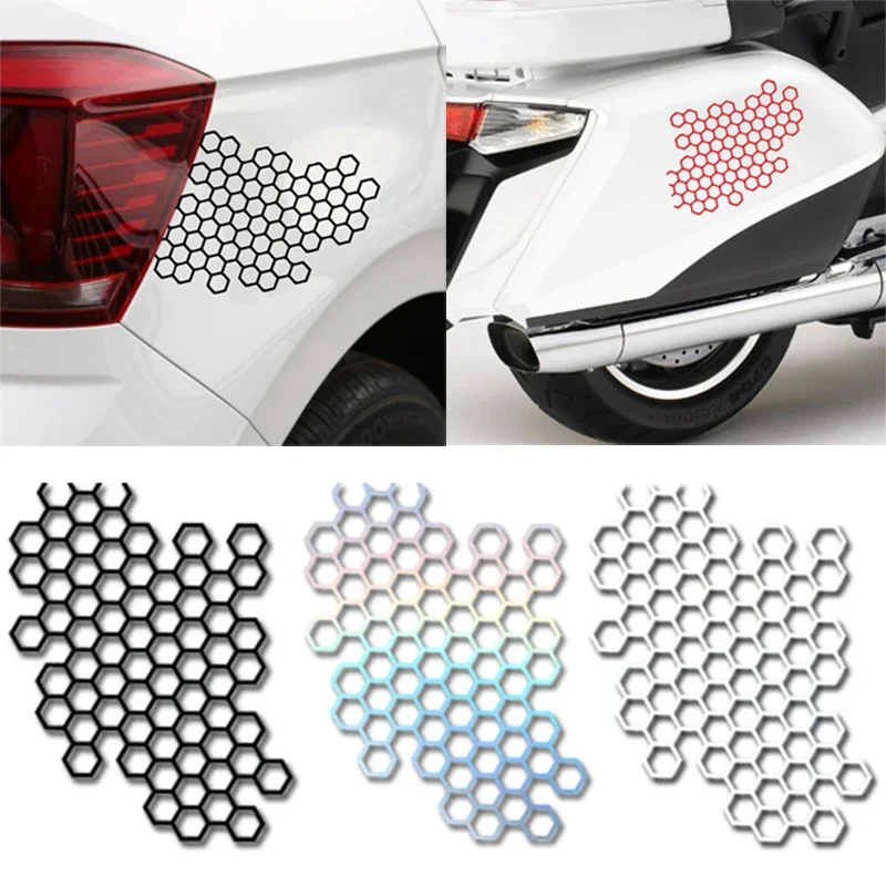 Waterproof Honeycomb Motorcycle Stickers Decals Car Bumper & Helmet Decorations