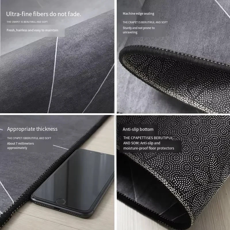 VIKAMA Modern Geometric Chair Floor Mat Office Computer Swivel Chair Mat Non Slip Wear-Resistant Bedroom Carpet Home Decoration view 6