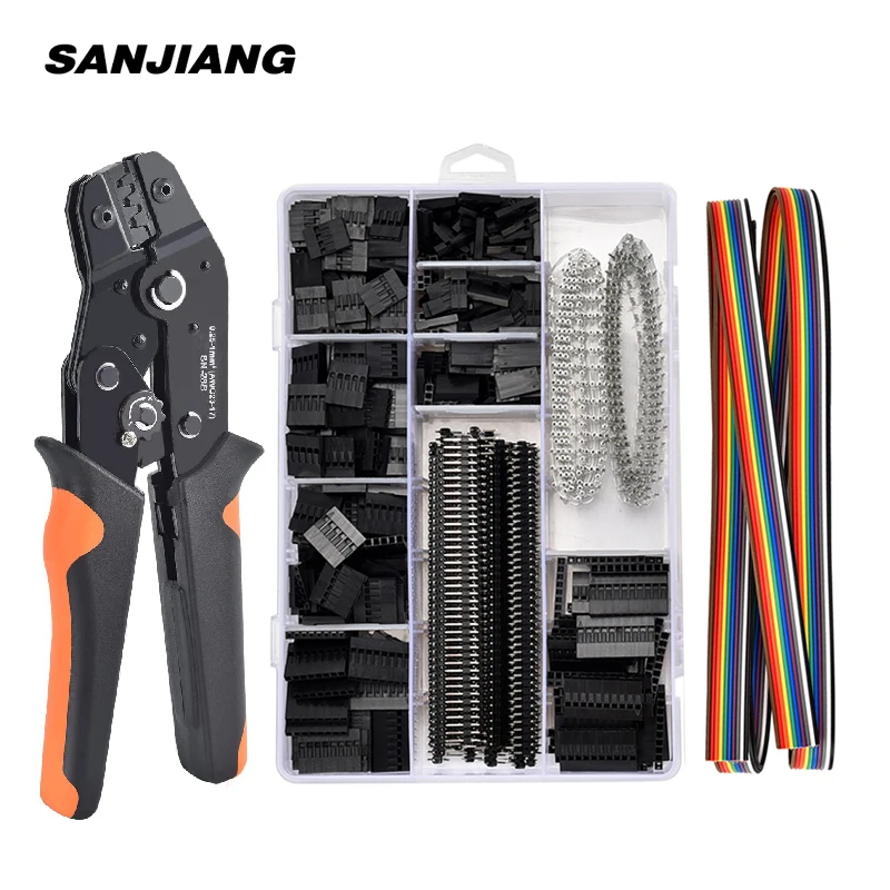 SN-28B Dupont Crimping Plier 0.25-1mm²/23-17AWG 310/620/1550PCS 2.54mm Dupont WireTerminals Clamp Kit Connectors Hand Tools Set