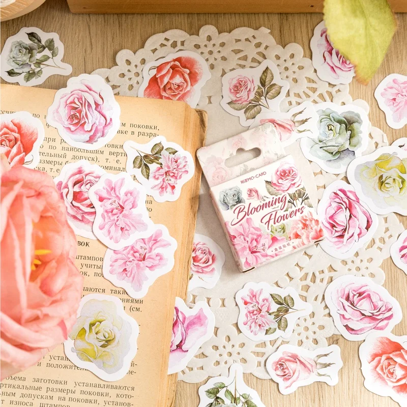45 stuks bloemen, planten en vlinderstickers voor tijdschriften, agenda's, fotoalbums, decoratieve stickers, kantoorartikelen.