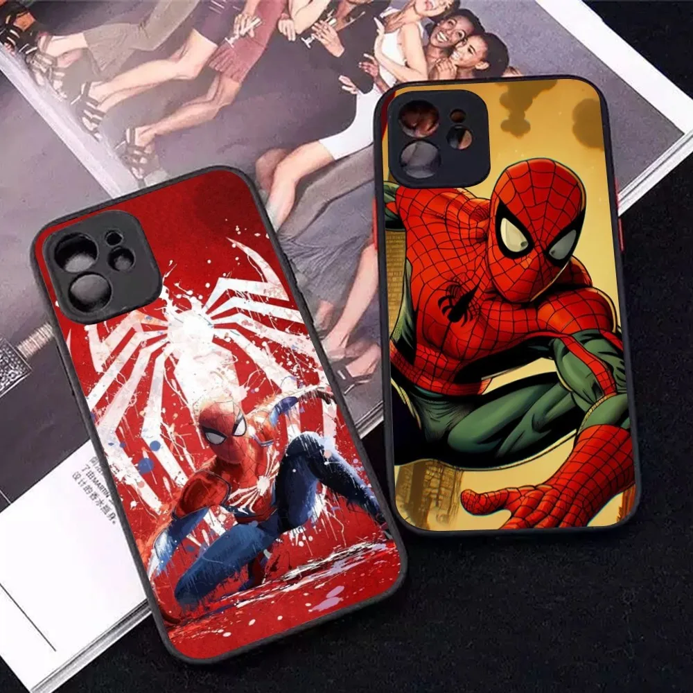 Cartoon M-Marvel S-Spidermans Phone Case for iPhone 14 11 12 13 Mini Pro Max 8 7 Plus X XR XS MAX Translucent Matte Cover