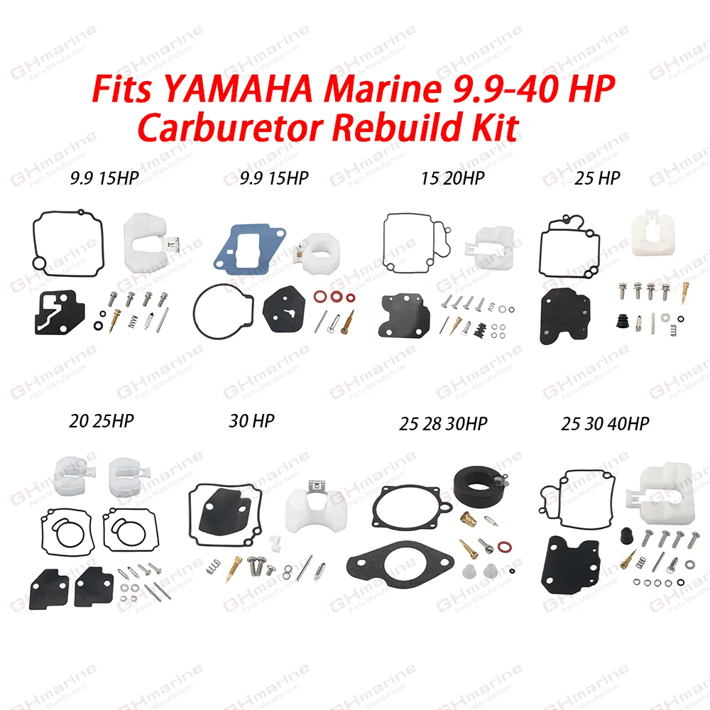 

Carburetor Rebuild Repair Kit Fit w/ Float For YAMAHA Marine 9.9HP-40HP 66M-W0093 6E7-W0093 6AH-W0093 6L2-W0093 61N 65W-W0093