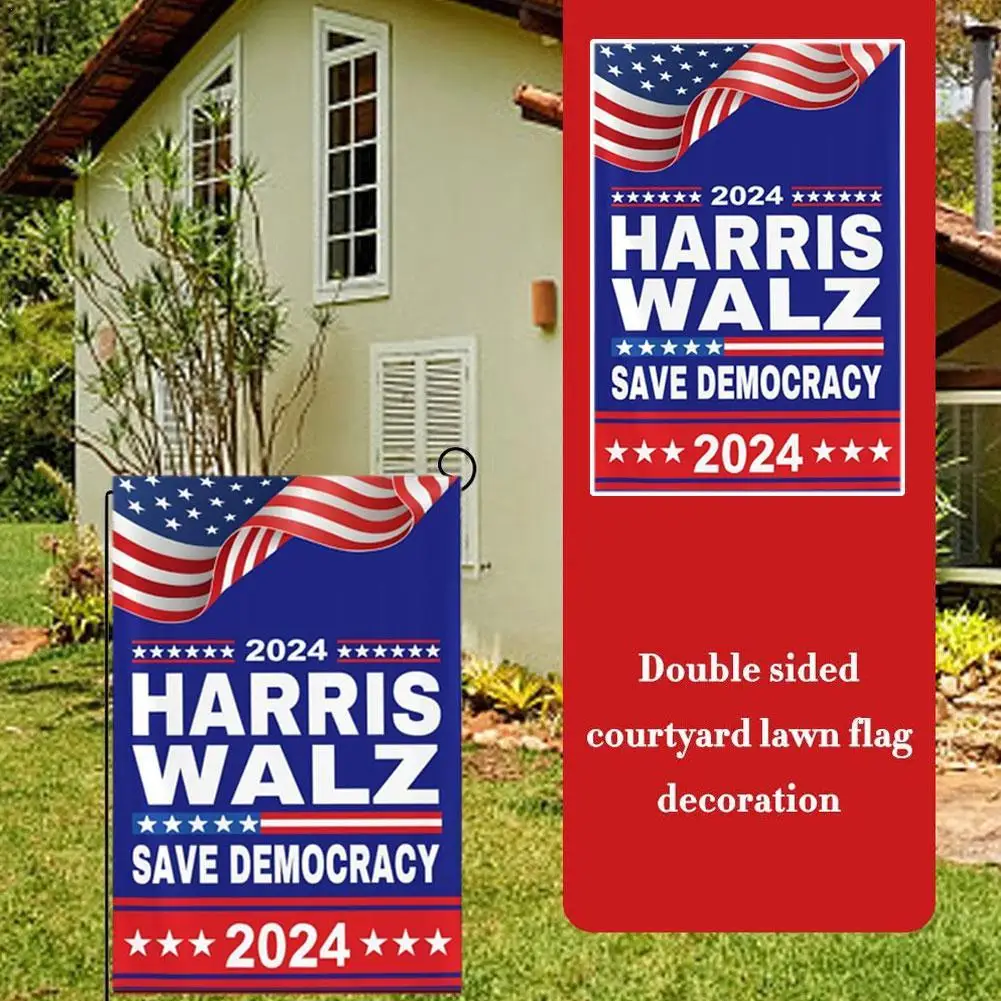 11.8*17.7inch 2024 Kamala Harris Garden Flag Indoor Outdoor Courtyard Lawn Garden Decoration Commemorate Double-sided Flag