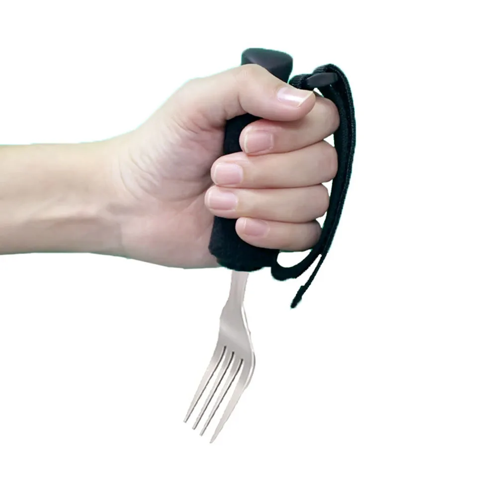 

Adaptive Fork Non slip Wide H Elderly Disabled Plastic Stainless Steel Cutlery Adjustable Strap Portable Design Tremble Proof