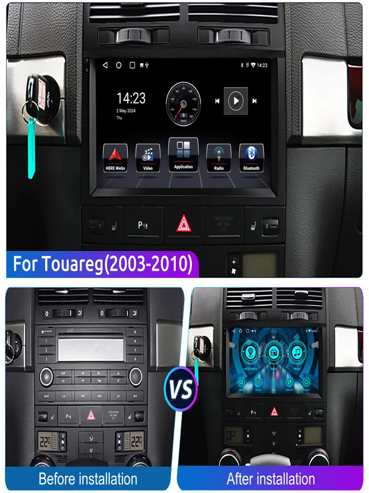 ESSGOO 9 Zoll IPS Touchscreen Für VW Touareg 7L 2003-2010 Android 15 Autoradio Wireless Apple Carplay Android Auto GPS Navigation WIFI Lenkradfernbedienung RDS FM Bluetooth USB Spiegel Link ASP Sound