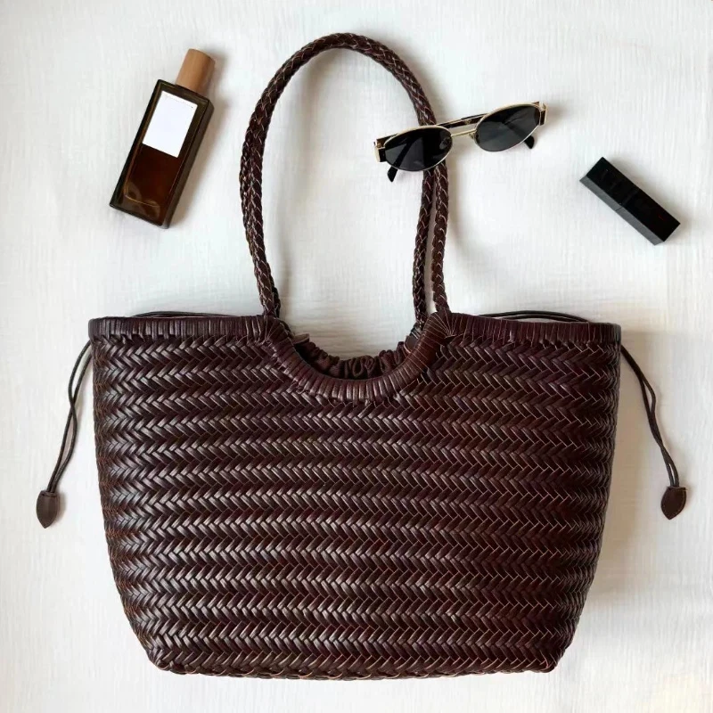 

Perfect Vacation Storage Bag French Hand-woven Women's Tote Bag, Large Basket Underarm Bag Casual Shopping Bag With Inner Pouch