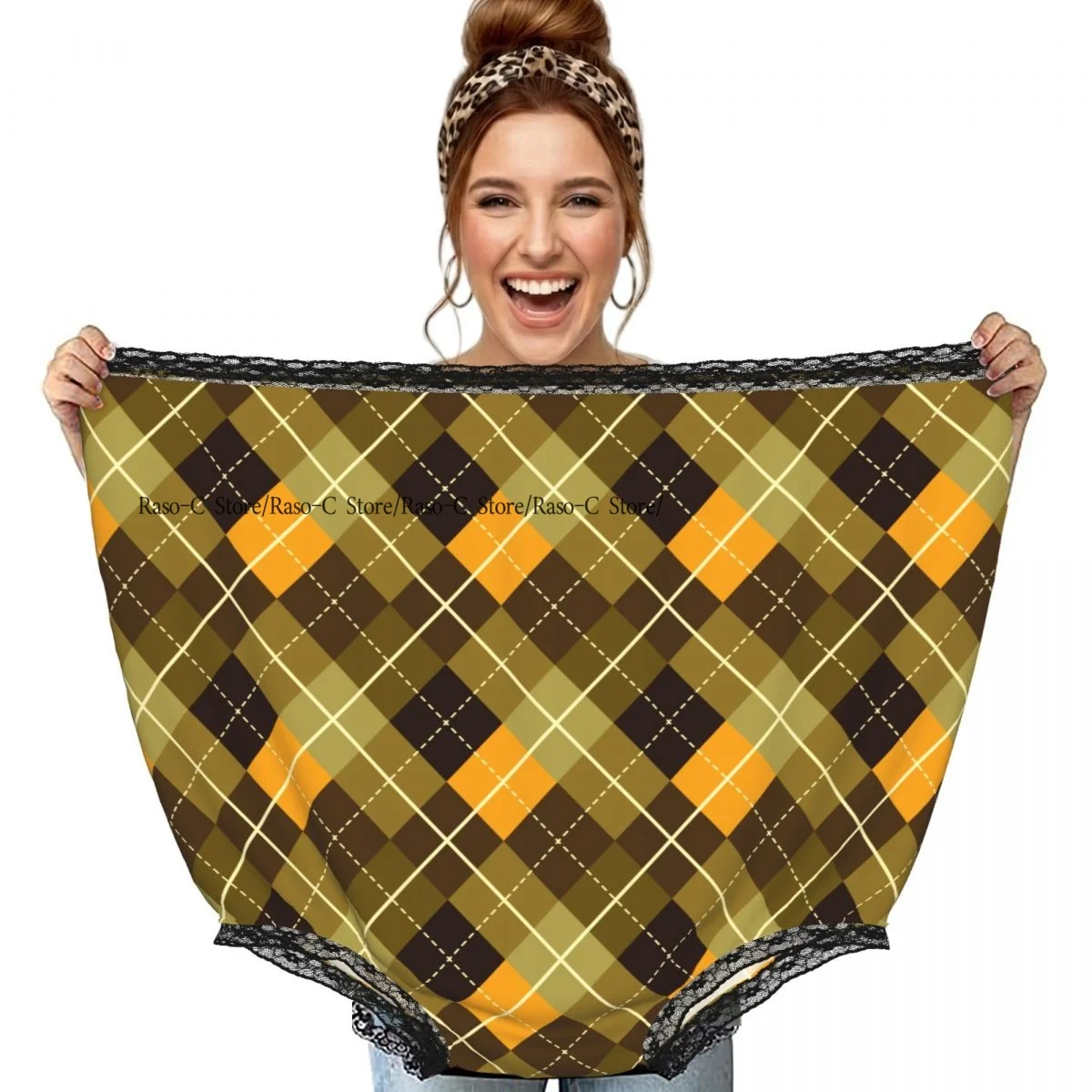 

Funny Gag Granny Underwear Geometric Argyle Pattern Surprise Gift