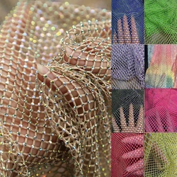 Color diamond mesh flash elastic iron drill fishing net hollow sexy decorative dress handmade diy fabric costume background sock