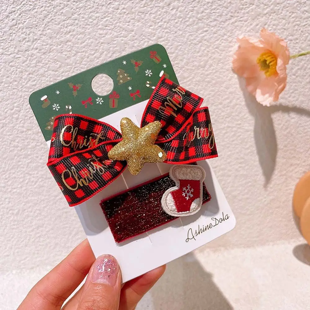 

Заколки для волос в виде рождественской елки, аксессуары для волос с оленями, детские новогодние заколки, зажимы для челки, банты для волос, заколки-зажимы