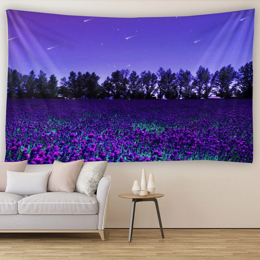 

Dreamy Starry Sky Tulip Tapestry Artistic Wall Hanging Decoration Hippie Bedroom Independent Room Decoration Background Cloth