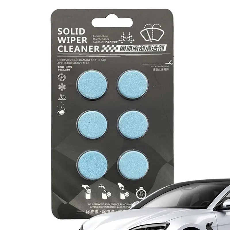 

Windshield Wiper Fluid 6pcs Concentrated Clean Tablets Concentrated Effervescent Wiper Tablet Removes Glass Stains For Glass