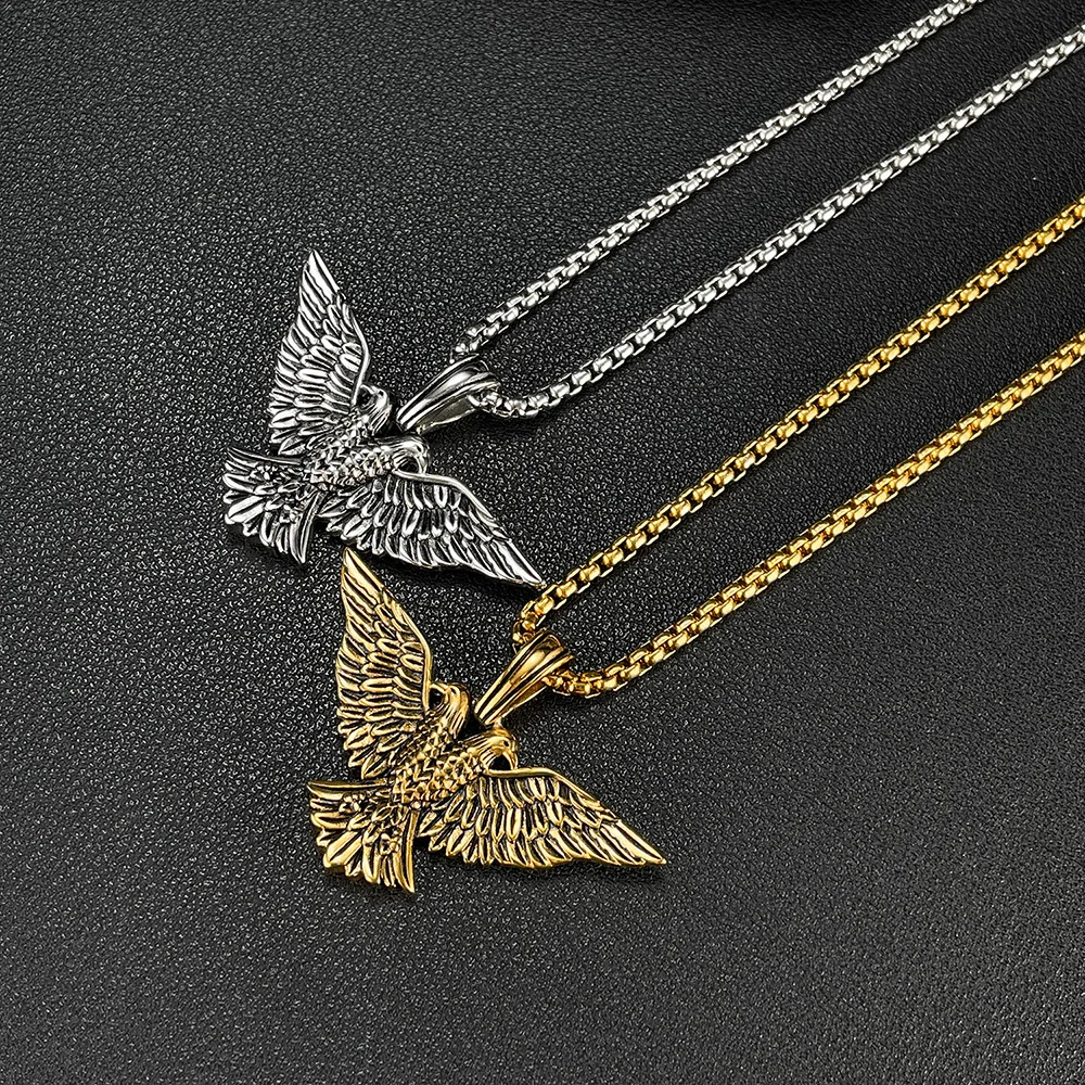 

Stainless steel vintage style double headed eagle pendant for men
