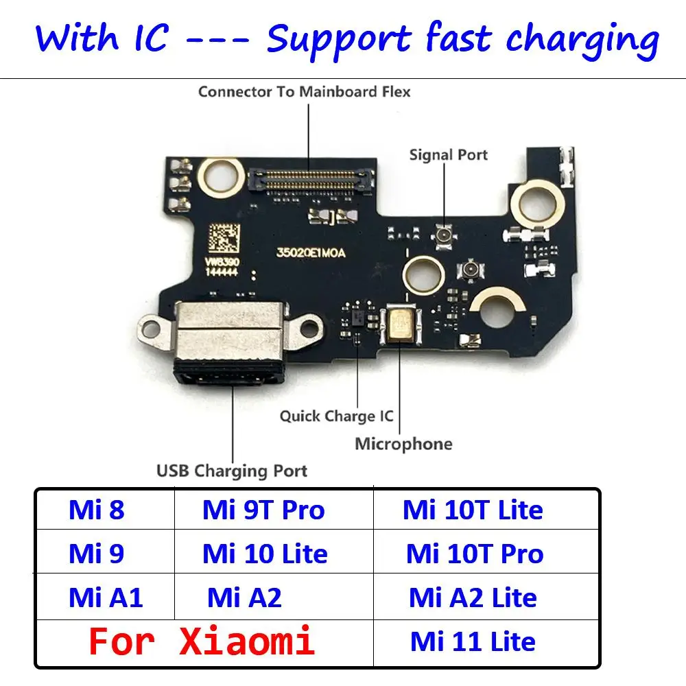 

NEW Dock Connector USB Charger Charging Port Flex Micro Board For Xiaomi Mi A3 8 9 9T 10 10T Lite Pro A1 A2 Lite Fast charging