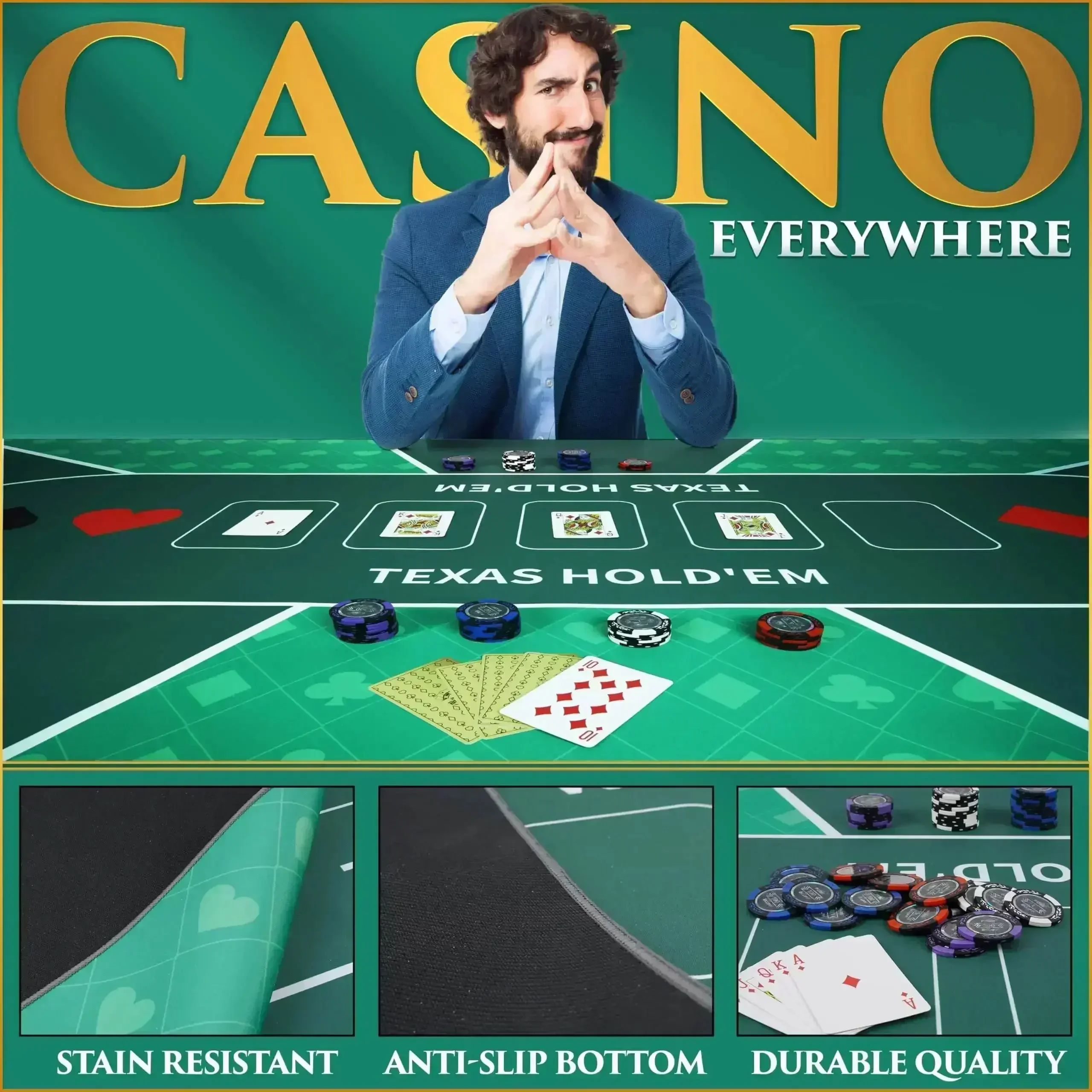 60x120cm Poker Mat Poker Table Top Mat Portable Texas Holdem Poker Cloth Foldable Table Top Casino Table Playing Card Mat