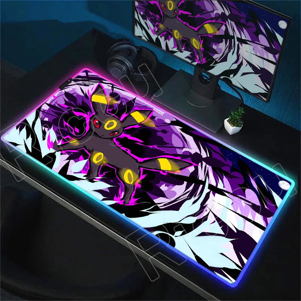 

All Eevee Elf Anime RGB Mouse Pad Kawaii Pokemon Large Laptop Table Mat Cartoon Mousepad HD Anti Slip Keyboard Gaming Pad Carpet