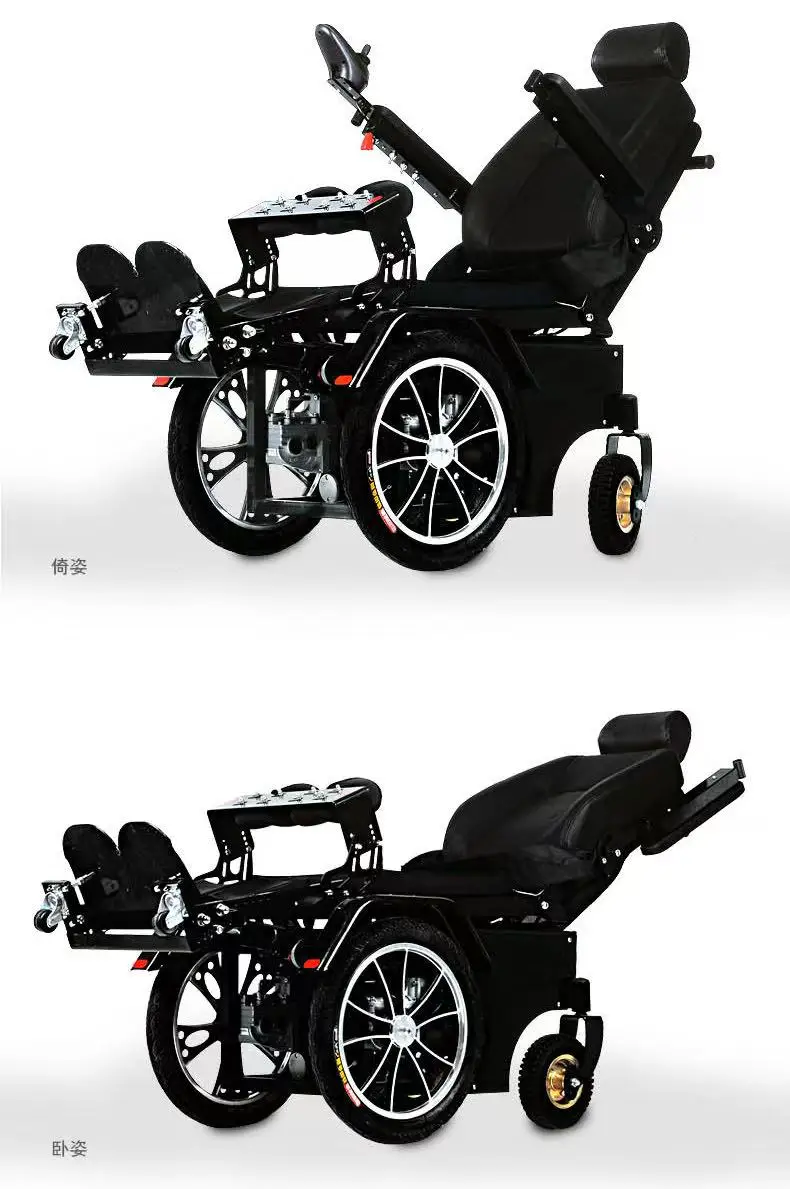 يقدم الشركة المصنعة كرسي متحرك كهربائي قائم مع نظام فرامل تلقائي مناسب لارتفاع 165 سم