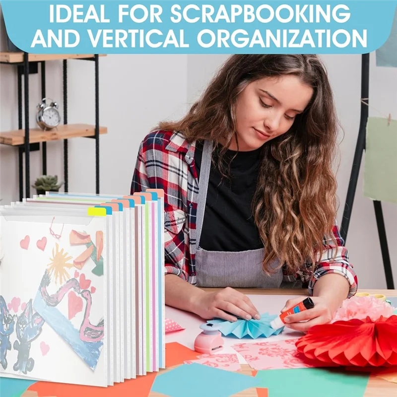 AP-Storage Organizer 12 X 12 Inch Clear Scrapbook Paper Organizer With Sticky Index Tabs Holds