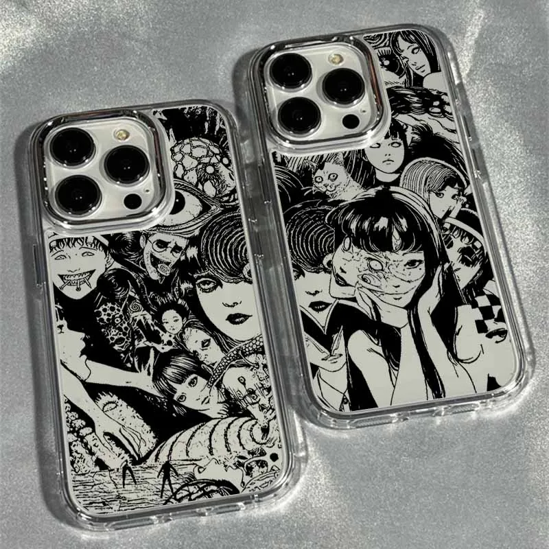Junji Ito الرعب كاريكاتير تصفيح جراب هاتف لابل آيفون 17 AIR 16E 15 14 13 12 11 برو ماكس زائد غطاء ناعم شفاف