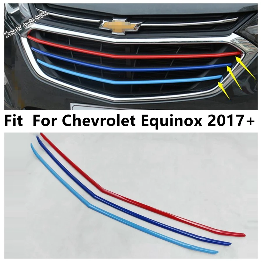 

Car Front Grille Grill Molding Strip Decorative Cover Trim ABS Chrome Accessories Exterior Fit For Chevrolet Equinox 2017 - 2023