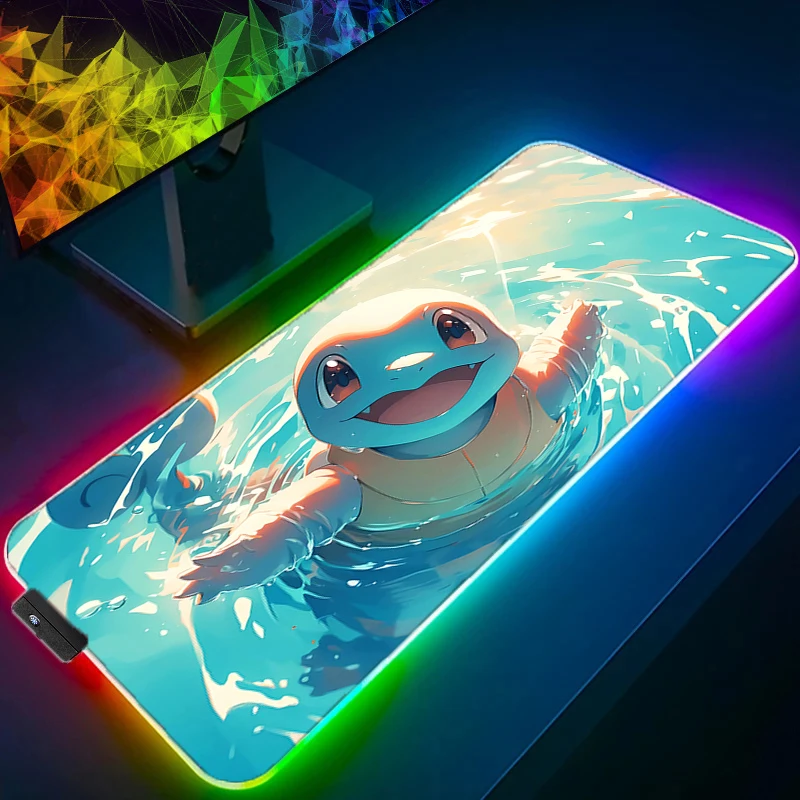 RGB Mouse PadPokemon Pikachu  Anime Carpe Large PC Gamer Computer LED Mausepad Keyboard Gaming Accessories Backlight Desk Mat