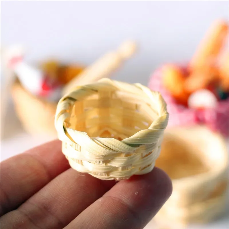 USER-X Dollhouse Miniature Food and Play OB11 Scene Shooting Props Life Set Mini Bamboo Weaving Basket