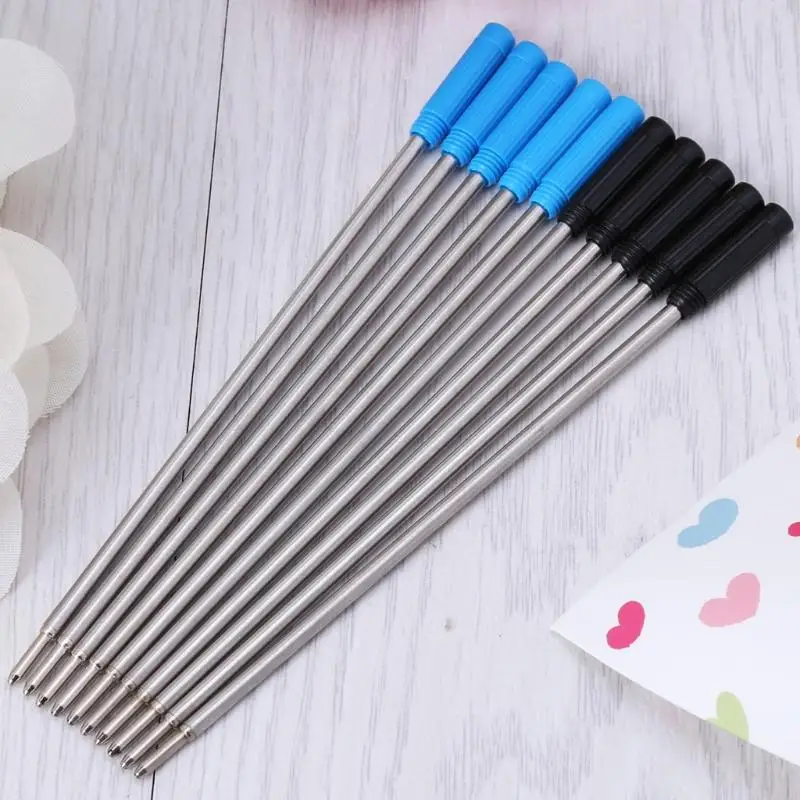 W89C 10pcs Ballpoint Pen nạp lại màu đen/xanh 1.0mm cho hầu hết các bút bi kim loại