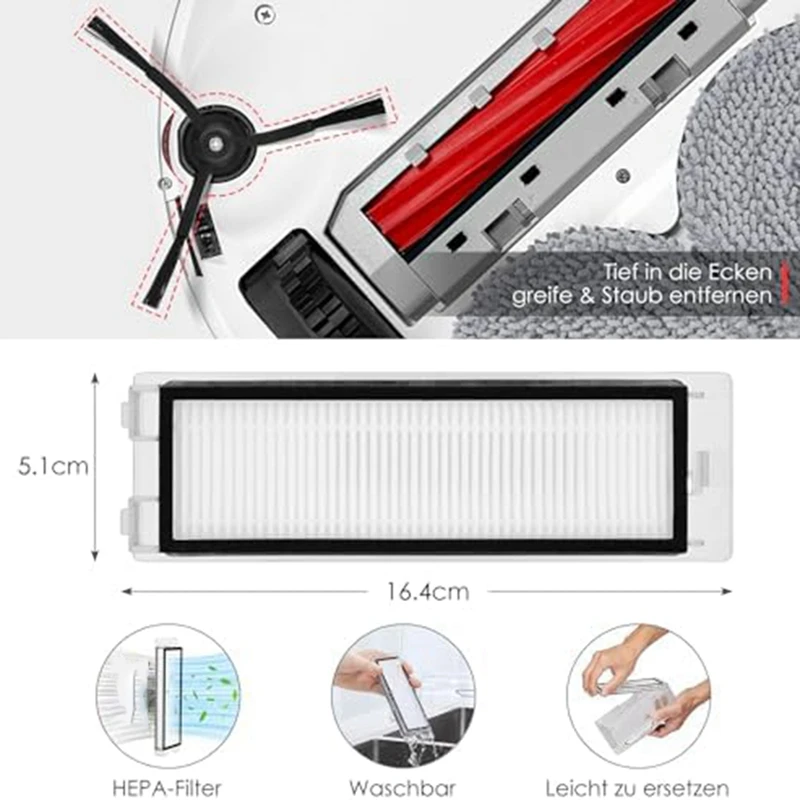 Набор аксессуаров для робота-пылесоса Roborock Q Revo, пылесборники, основная роликовая щетка, боковые щетки, фильтры, салфетки для швабры