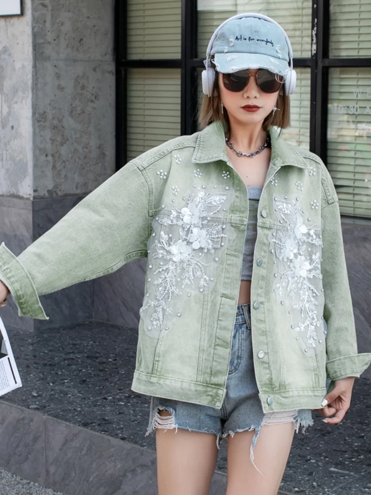 Coreano Sle Lazy Waed Vintage Denim Jaet mujer primavera otoño suelto adelgazante Casual Jaet Top tubo recto mono